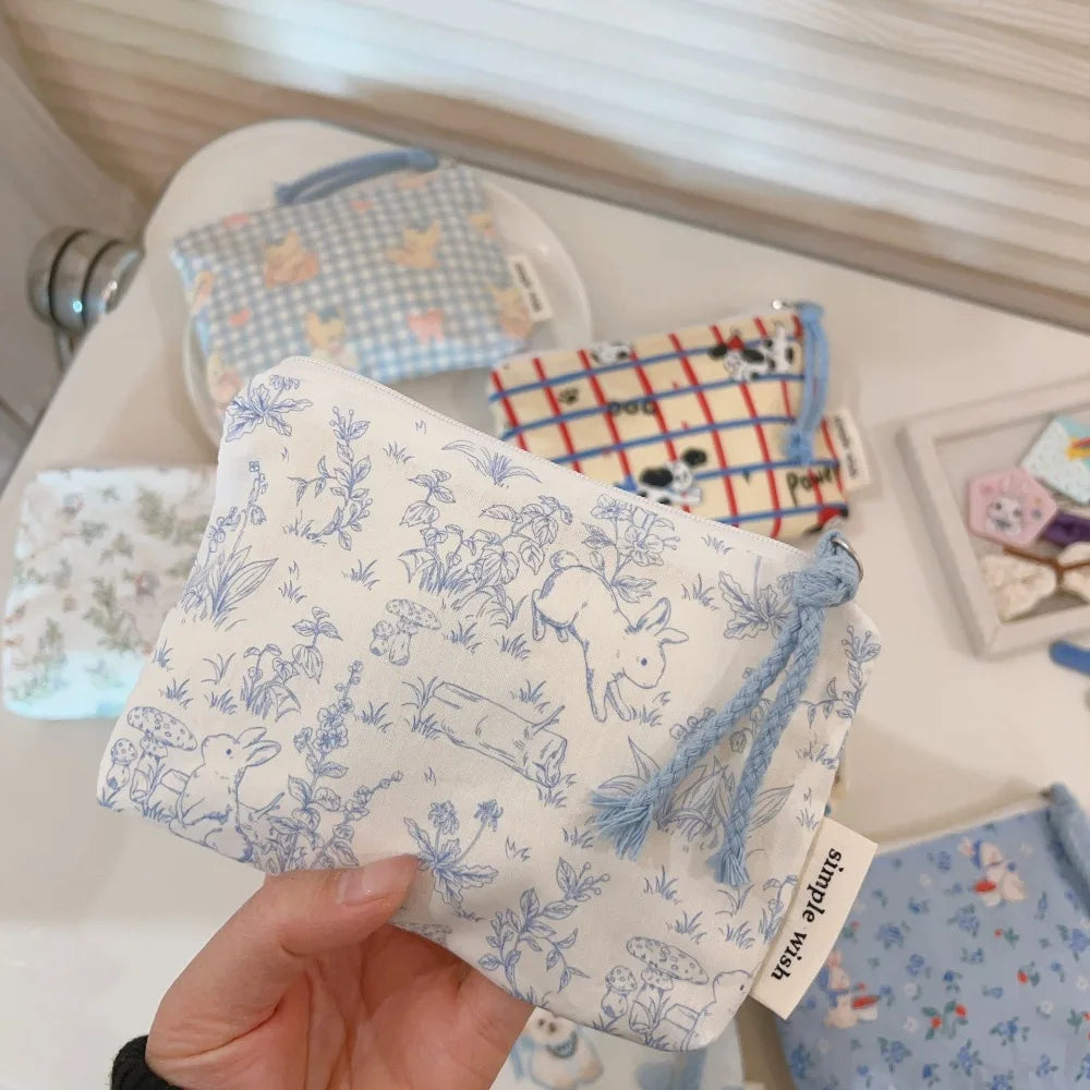 Cute Cartoon Prints Mini Coin Purse Square Zipper Sundries Pouch Portable Cotton Earphone Lipstick Storage Bag Oasis Select 05