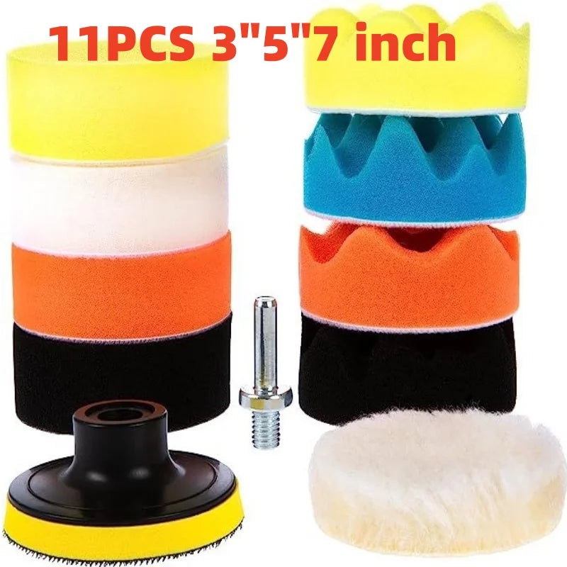 11-Piece Car Polishing Pads Set – 3/5/7 Inch Sponge & Wool Car Polishing Pads Oasis Select