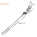 5/10pcs Long Handle Stainless Steel Dinner Fork Set Korean Cutlery Four Tine Salad Dessert Fruit Forks Kitchen Table Forks Oasis Select 10pcs