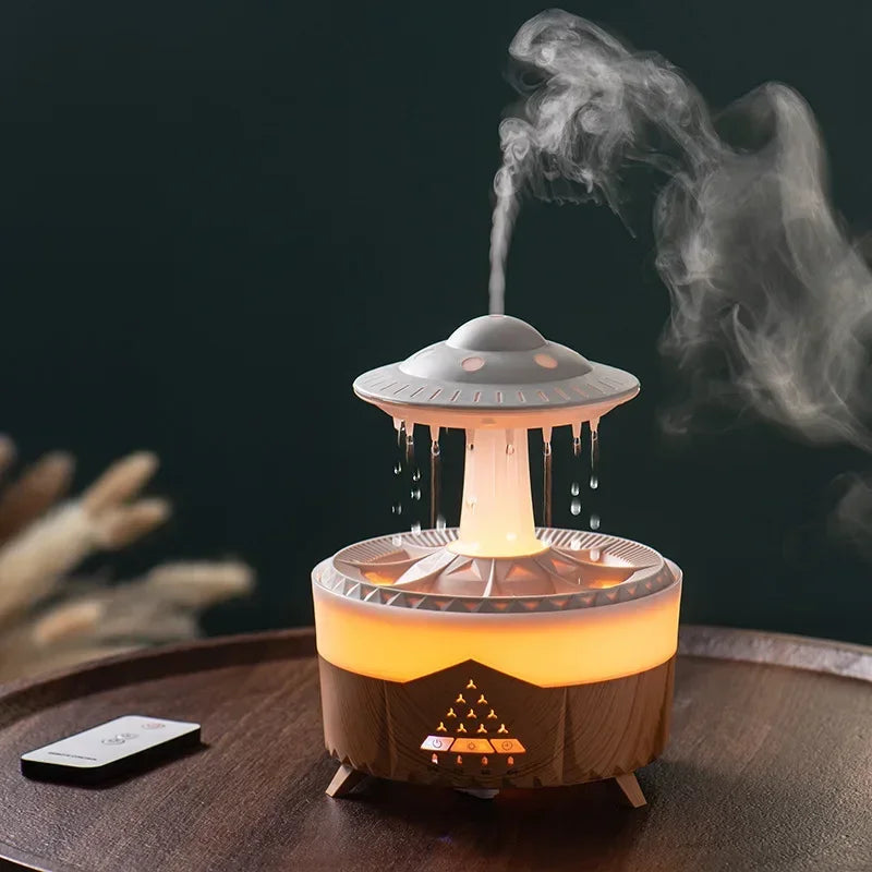 Simulation UFO Shaped Essential Oil Humidification Aroma Machine Colorful Night Light Silent Intelligent Aromatherapy Machine Oasis Select wood grain