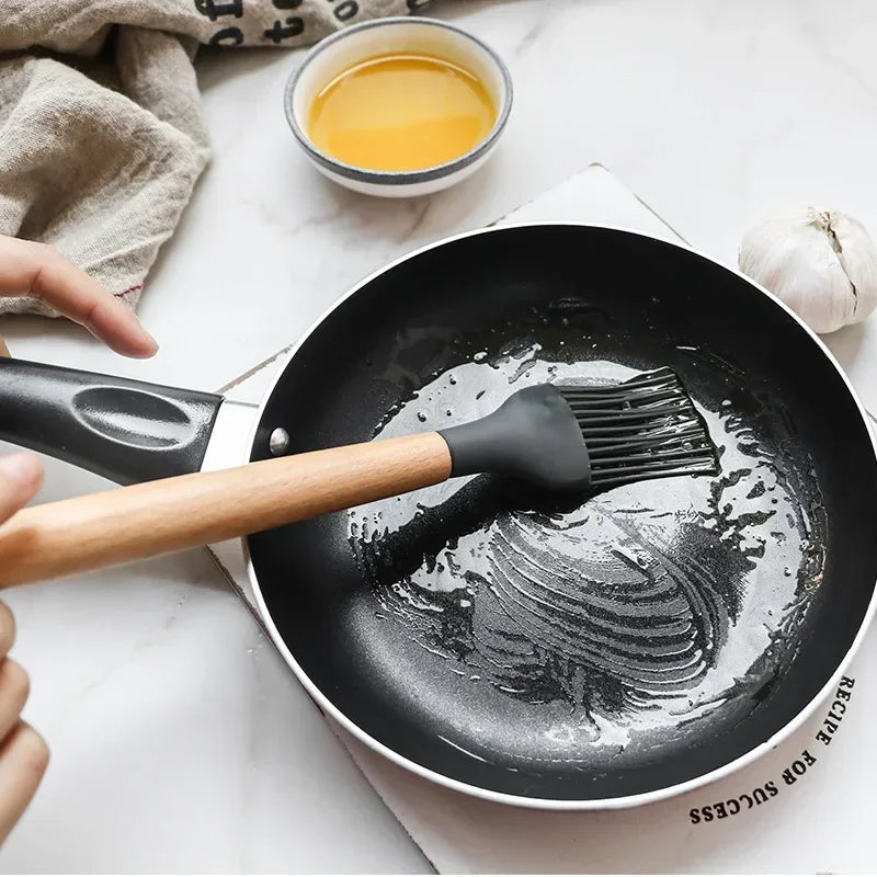 12Pcs Silicone Utensils Set Non-Stick Cookware Spatula Shovel Egg Beaters Wooden Handle Kitchenware Home Kitchen Cooking Tools Oasis Select