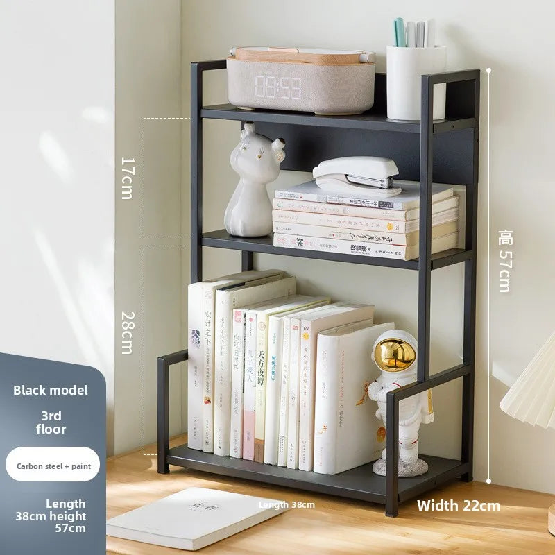 Bookshelf Simple desk shelf Children's combination book Desktop storage Student dormitory small bookcase Simple and modern Oasis Select Black 3-38