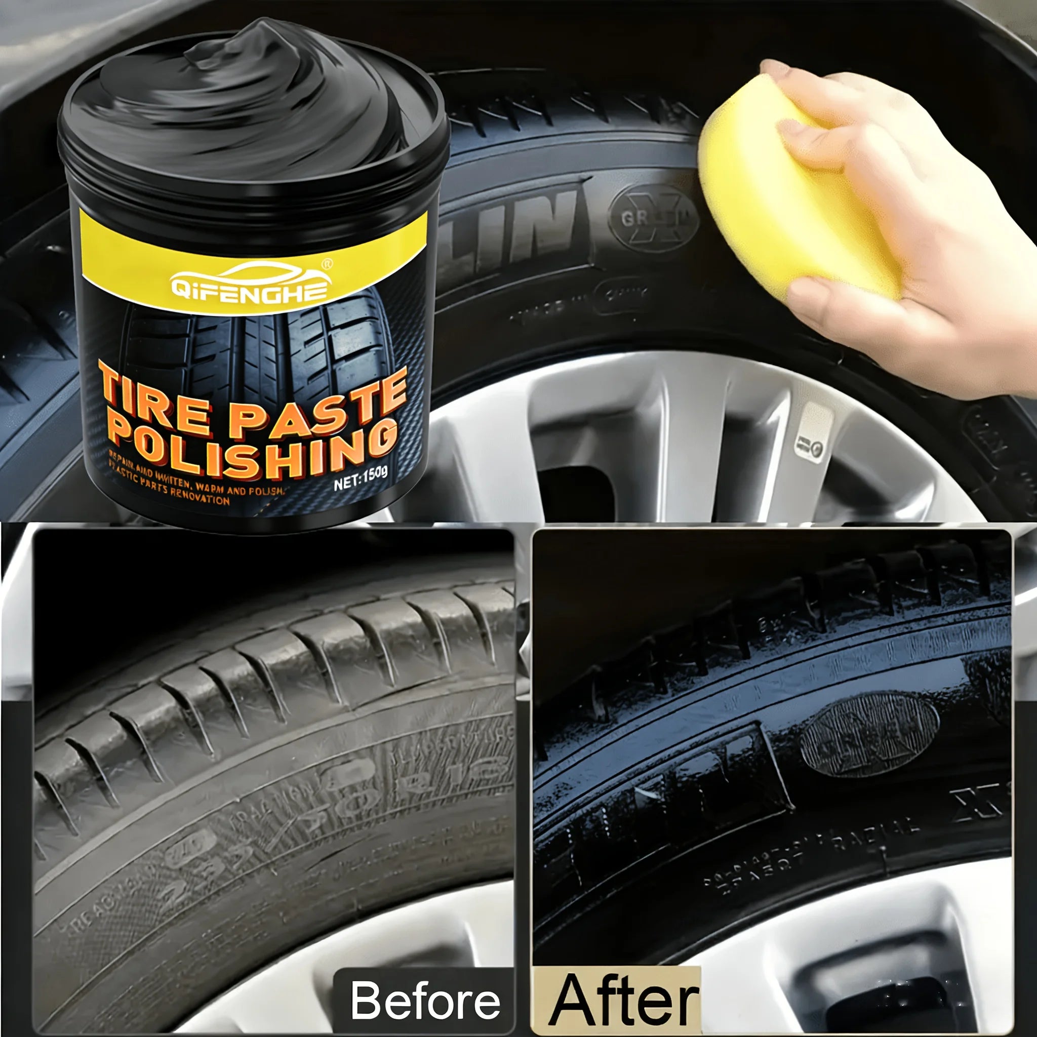 Black Gloss Tire Coating Paste – Tire Shine Wax & Brightener Tire Shine Paste Oasis Select