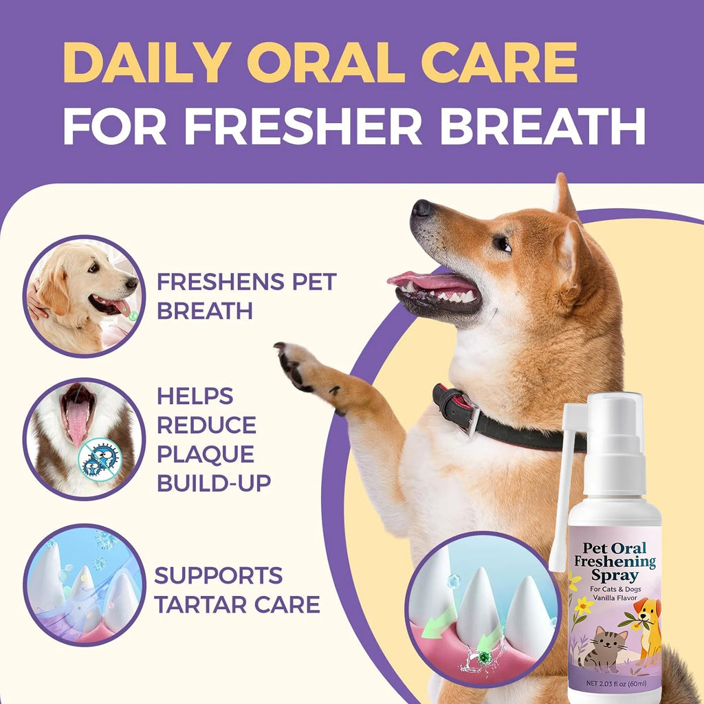 Pet Oral Freshening Spray – Vanilla Dog & Cat Breath Freshener