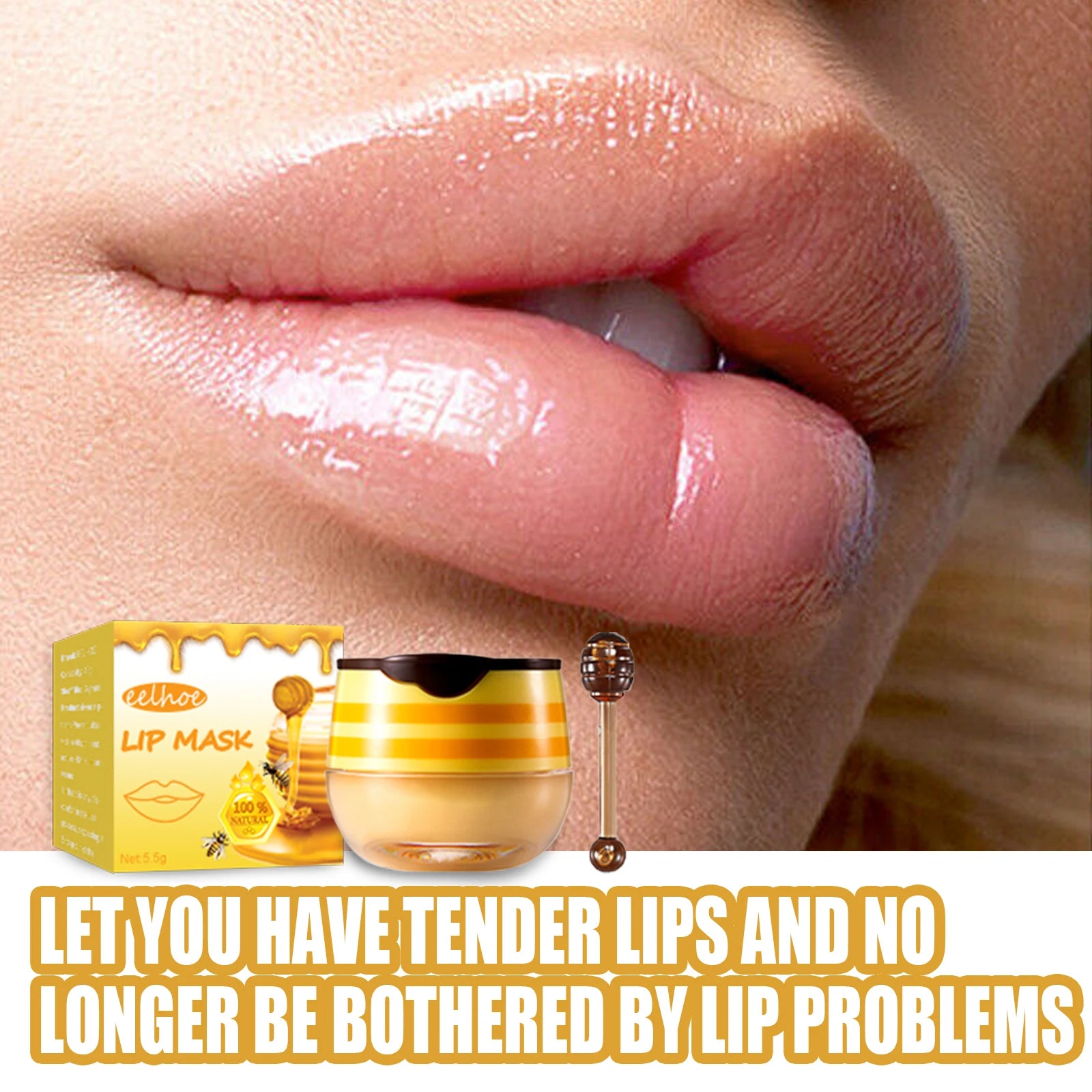 Eelhoe Honey Lip Mask – Moisturizing & Exfoliating Lip Care Lip Mask Treatment Oasis Select