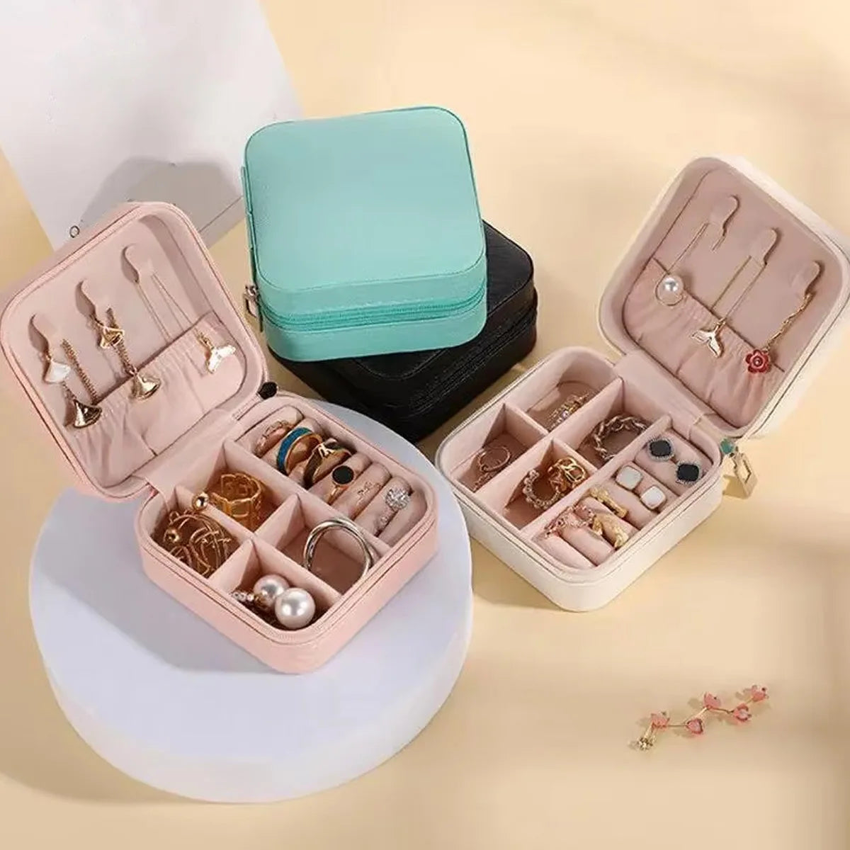 1pc,Portable jewelry storage box, home and travel mini jewelry box, ring, earring, necklace, jewelry storage box Oasis Select