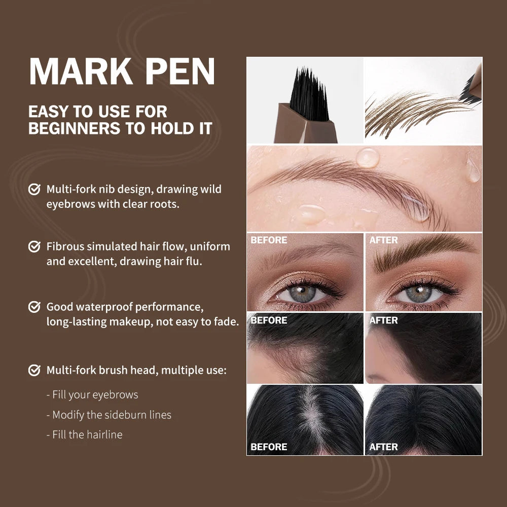 4D Eyebrow Microblading Pen With Forks Tip Waterproof Long Wearing Tattoo Pencil For Professional Makeup Artists Oasis Select