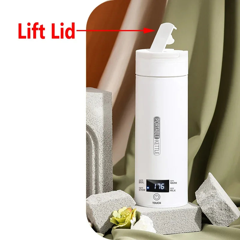 4 Temperature Electric Heating Kettle Leakproof Portable Fast Water Boiling Thermos Bottle Portable 220V 110V Hot Water Cup Oasis Select Lift Lid EU