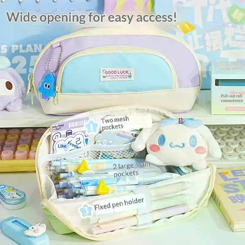 New Dopaamine Magnetic Button Pencil Case Large Capacity Opening Design Stationery Bag For Middle And Primary School Students Oasis Select