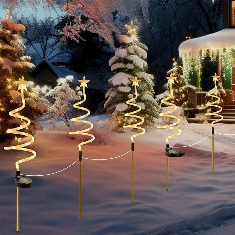 Led Solar Floor Insert Lights, Spiral Lights, Christmas Garden Lawn Camping Lights, Warm Light Atmosphere, Party Decorations Oasis Select