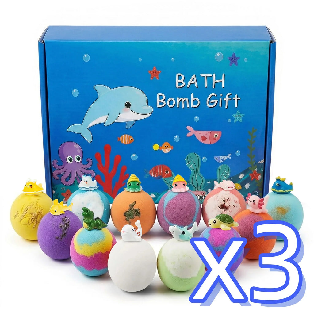 Kids Bath Bombs Set With Surprise Toys Handmade Colorful Bubble Bath Balls Relaxing Funny Perfect Birthday Spa Gift For Children Oasis Select 1set boxed x 3