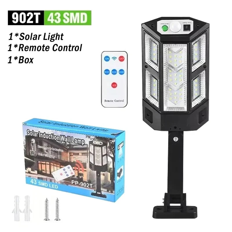 1/2/4/6/10PCS 100 LED Solar Wall Lamp 4 Sides Luminous With Motion Sensor Outdoor Garden Courtyard Waterproof Wall Light Oasis Select Y055 0-5W