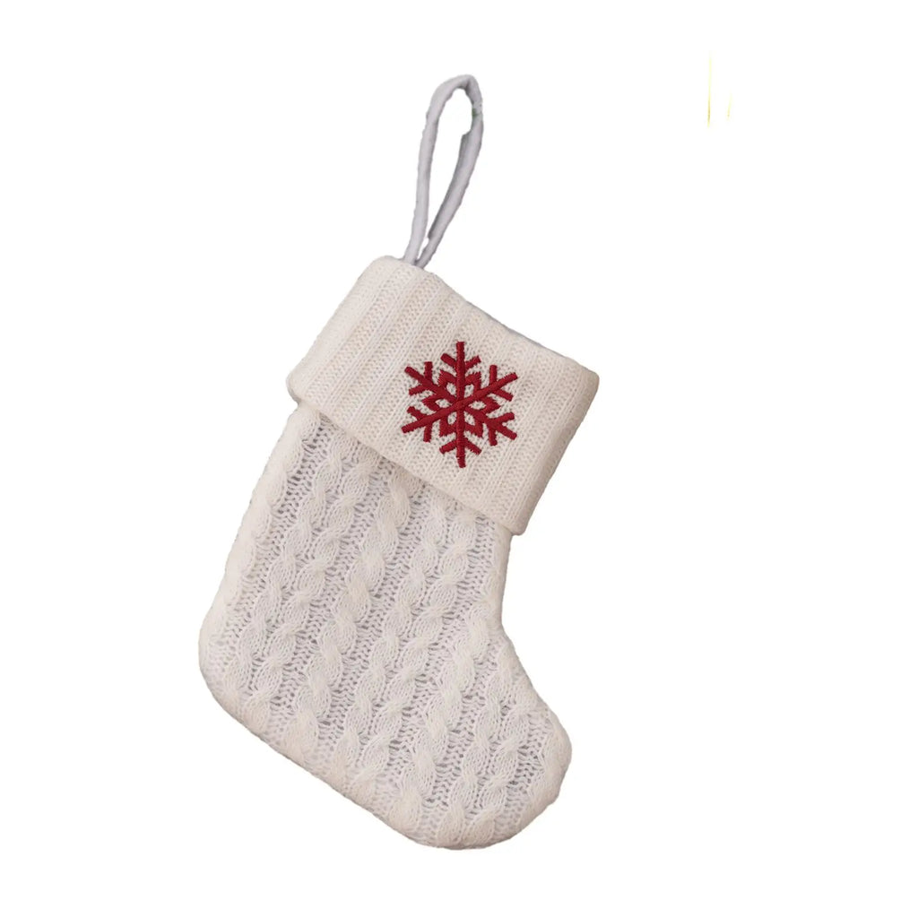Knitted Christmas Stocking with Hanging Rope | Kids Candy Bag