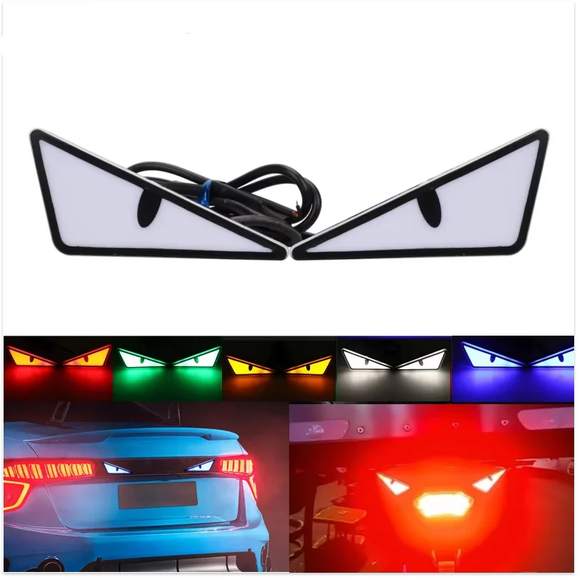 2pcs LED Devil's Eye License plate light Headlight For Car Motorcycl Universal Modified Decoration single light car Accessories Oasis Select