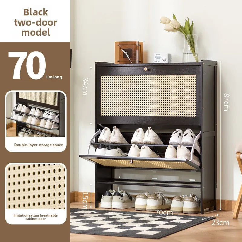 Household shoe cabinet door economical simple modern storage cabinet narrow large capacity tipping bucket small shoe rack Oasis Select Double 2-70