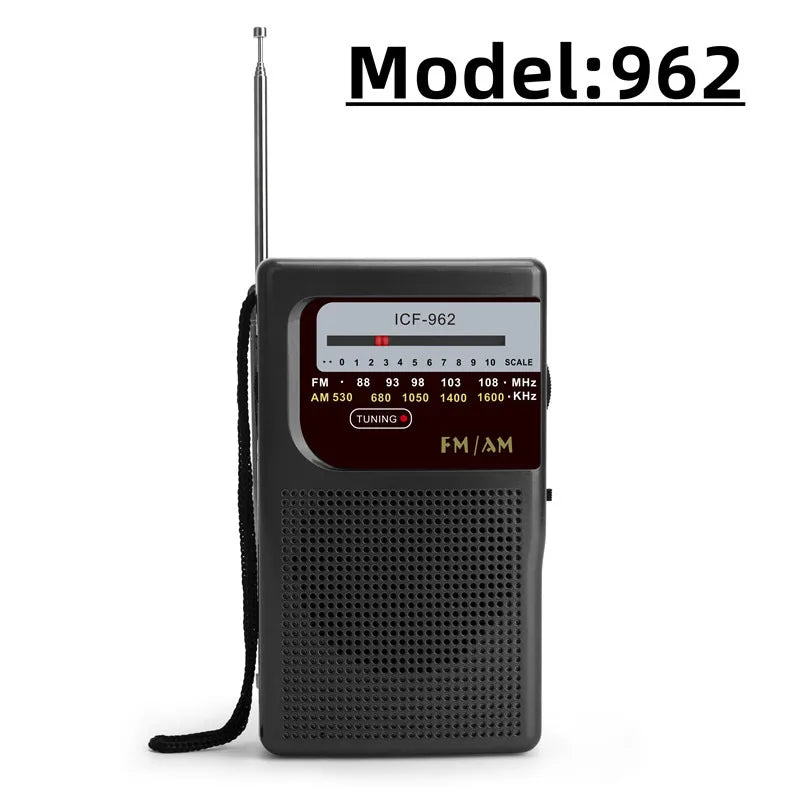 SW/AM/FM Battery Operated Telescopic Antenna Digital Radio Built-in Speaker Portable Mini Radio for Indoor Outdoor Emergency Use Oasis Select Black 962