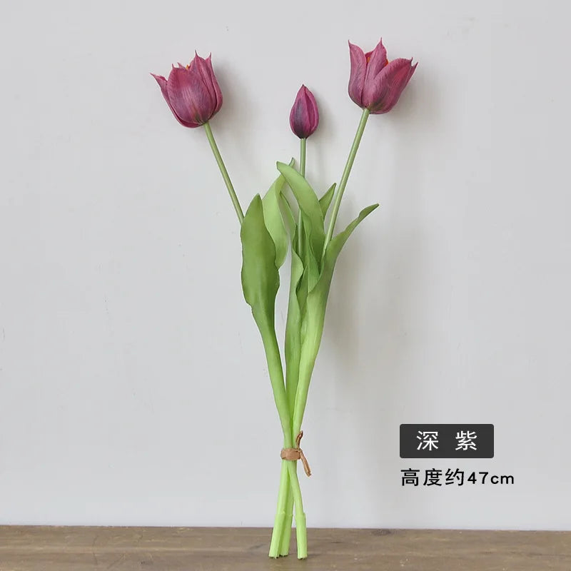 Real Touch Artificial Tulips High Quality Luxury Silicone Fake Flowers for Home Wedding Decoration Bride Bouquet Elegant Decor Oasis Select Dark Purple