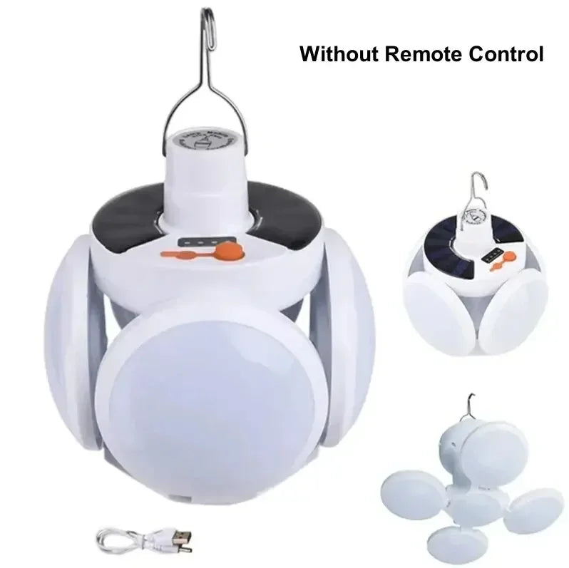 Portable Solar Camping Lantern USB Rechargeable Outdoor Tent Lamp Folding LED Football Bulbs With Hanging Hook Oasis Select 2029