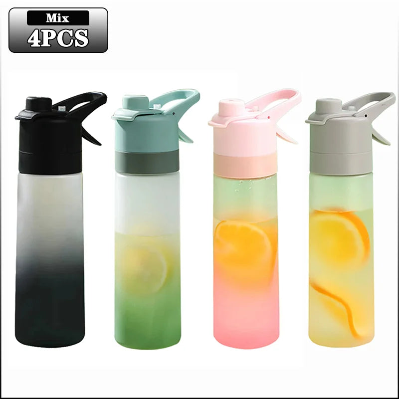 1-4PCS Large Capacity Spray Water Bottle with Straw Gradient Frosted Portable Outdoor Sports Travel Mist Sprayer Reusable Cup Oasis Select 650ML Mix-4PCS