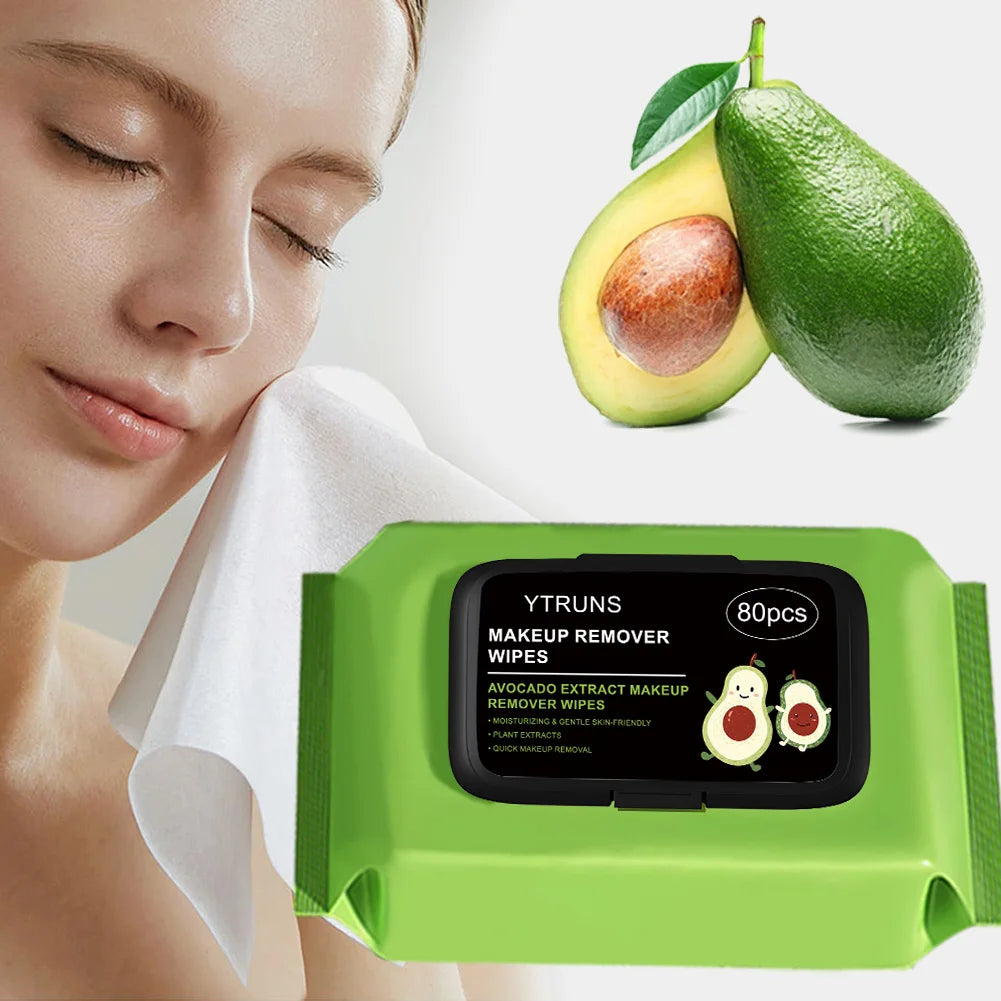 80 PCS Avocado Makeup Remover Wipes – Deep Cleanse & Travel