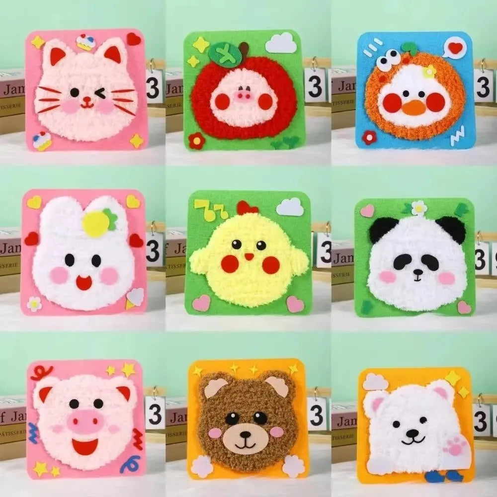 Sewing Needle and Thread Painting DIY Embroidery Set with Sticker DIY Handcraft Kit Educational Children's Hand Puppet Making Oasis Select