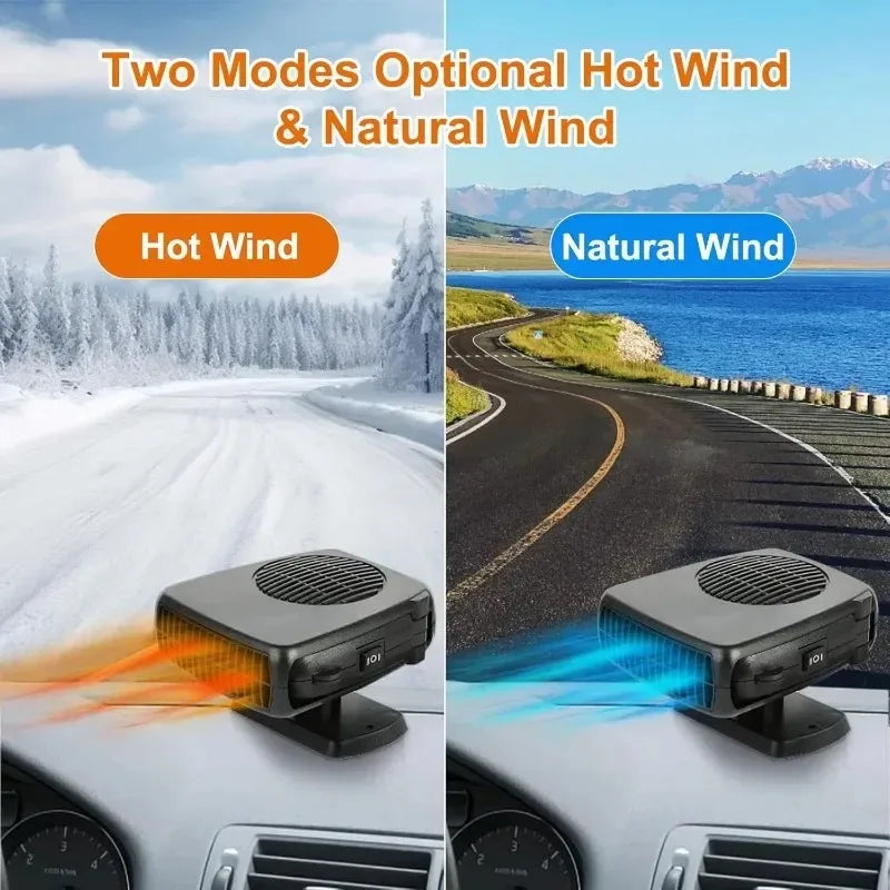 2 IN 1 Car Heater 12V 24V 150W 200W Portable Heater Fan Cooling Heating Auto Windshield Defroster Anti Fog Heater System Oasis Select