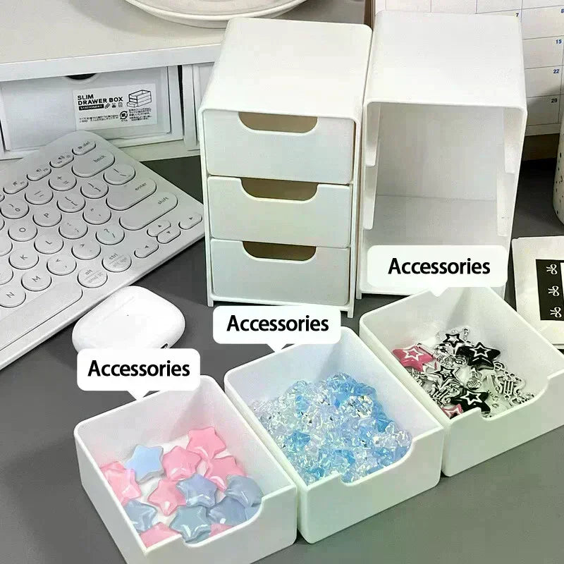 3-Tier Cosmetic Organizer Box with Drawers | Jewelry & Desk