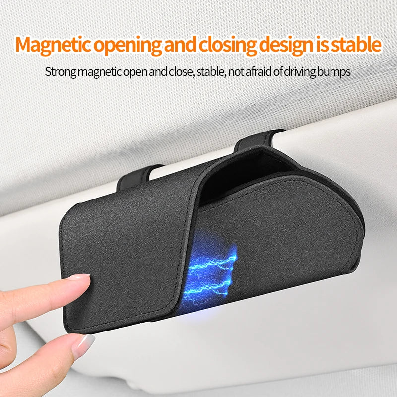 Magnetic Car Sun Visor Glasses Case & Sunglasses Holder
