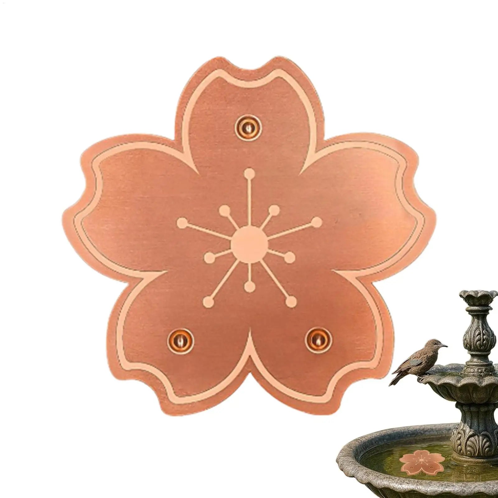 Bird Bath Copper Disk Copper Purification Cleaner with Triple-Point Support All-Season Birdbath Bowl Cleaner Plate for Nature Oasis Select