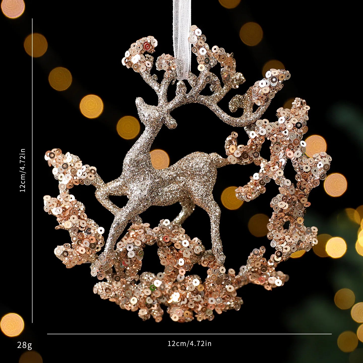 Christmas Sequins Ornament Elegant Snowflake Hanging Decor Dragonflies Tree Decoration Lightweight Champagne Gold Ornament Oasis Select Style 2