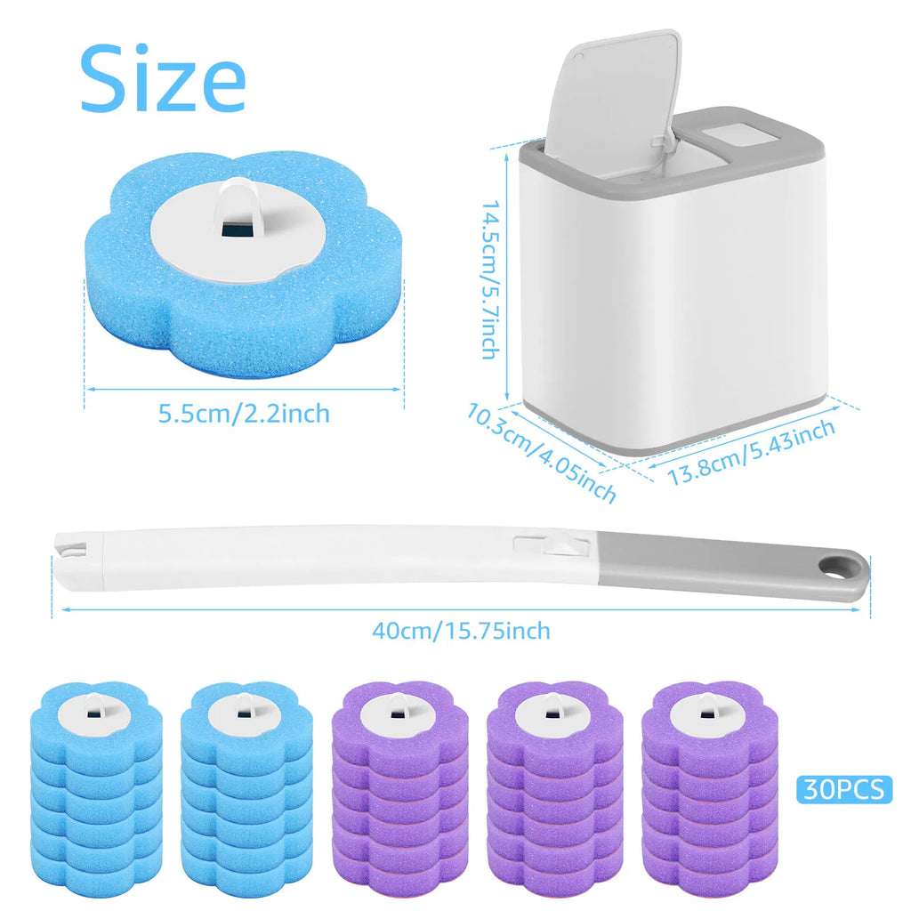 18/36Pcs Disposable Toilet Brush Wall Mounted Toilet Brush with Replacement Head Cleaning Set Home Bathroom WC Accessories Oasis Select B 1grey 30heads