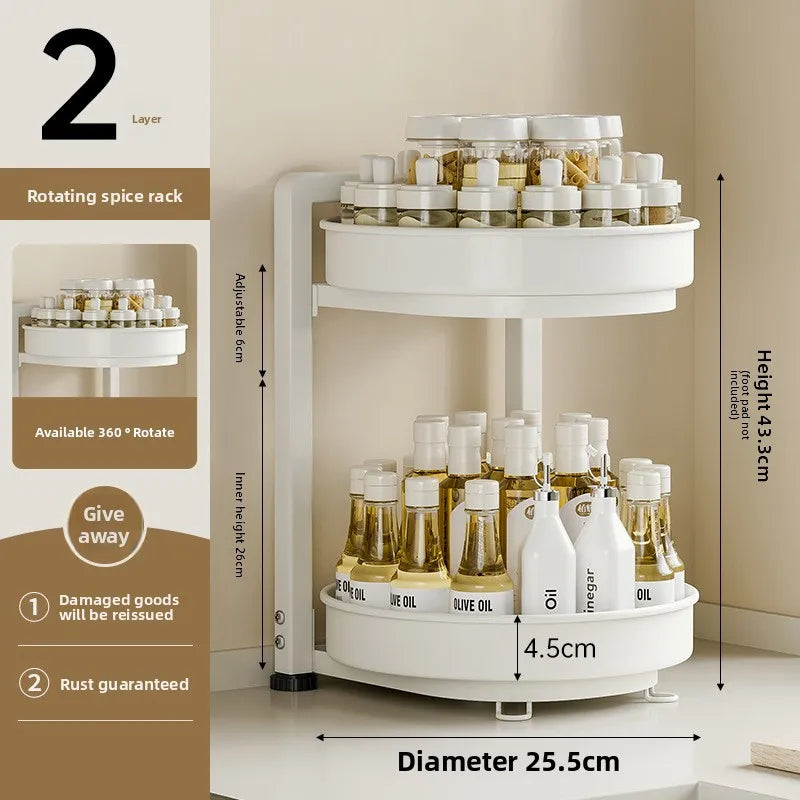 Multi-functional Rotary seasoning rack, seasoning storage box, turntable supplies storage rack Oasis Select MilkWhite2