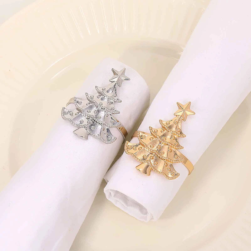 Christmas Napkin Rings Set of 6 | Xmas Holiday Table Decor