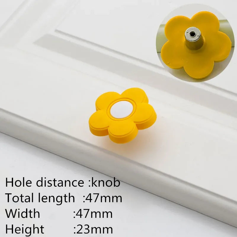 Children Room Rubber Cabinet Knobs and Handles Wardrobe Door Drawer Pulls Cute Star White Cloud Furniture Handle Oasis Select yellow flower