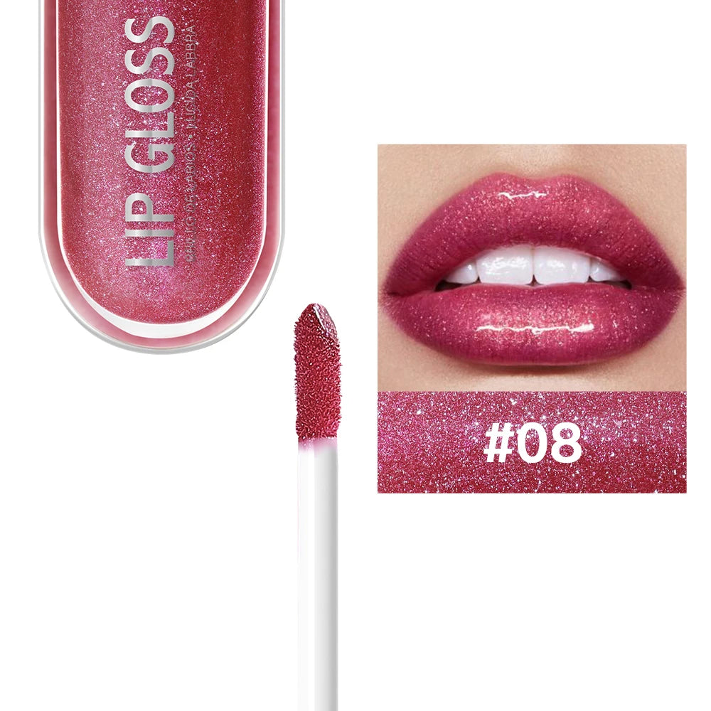 USHAS 12-Color Glitter Lip Gloss – Metallic & Moisturizing