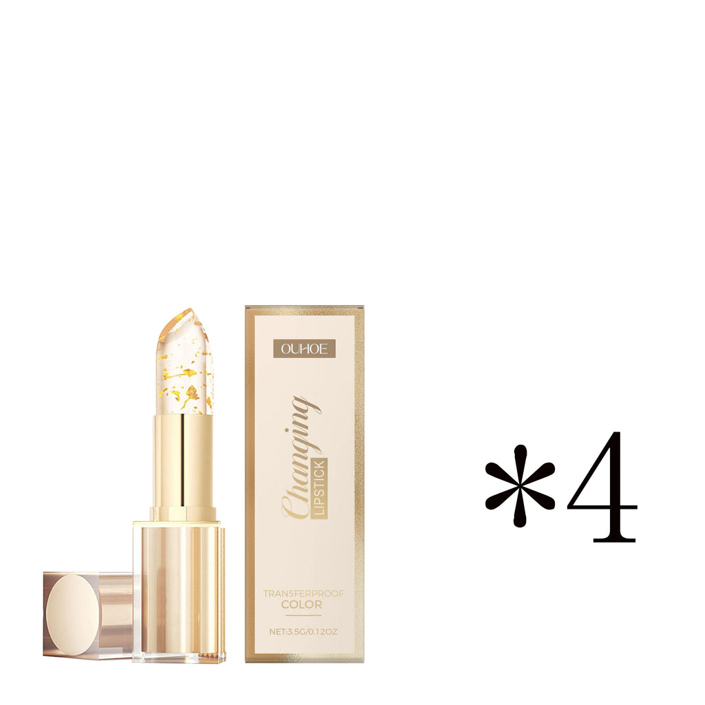 Gold foil color-changing nourishing lipstick Nourishes and moisturizes, gives lips a glossy, glass-like softness, non-greasy lip Oasis Select 4boxed