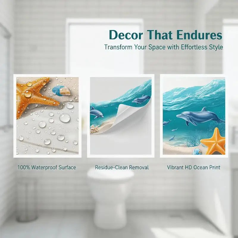 3D Ocean Wave Toilet Sticker Durable Waterproof Anti Slip Removable Creative Bathroom Decor Decal Free Shipping Oasis Select