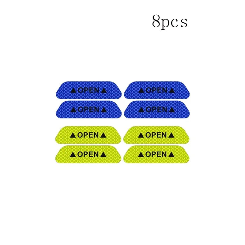 4/8/12/16pcs Reflective Car Door Sticker Safety Opening Warning Reflector Tape Decal Car Accessorie Interior Reflector Sticker Oasis Select 8pcs mix 5