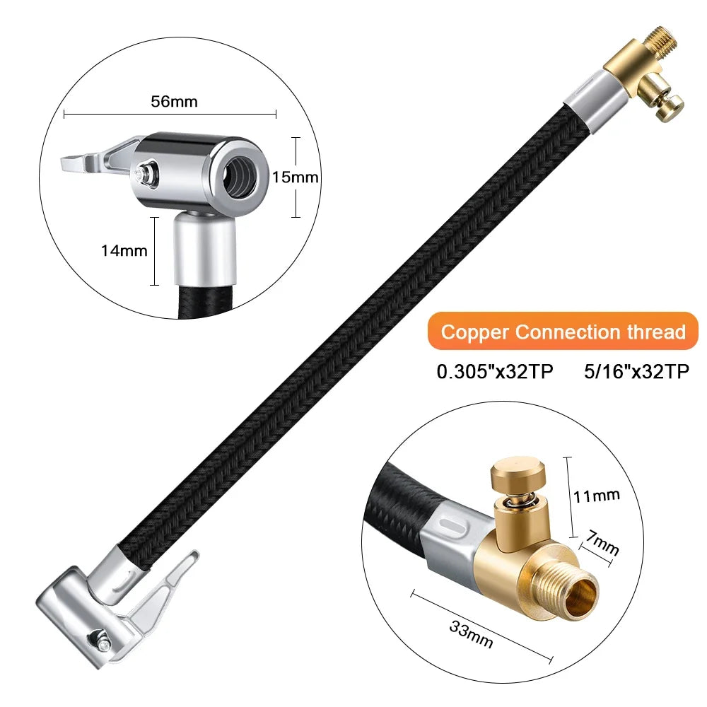10 20 40 60cm Car Tire Inflator Hose Inflatable Air Pump Extension Tube Adapter Twist Tyre Connection Locking Air Chuck Oasis Select