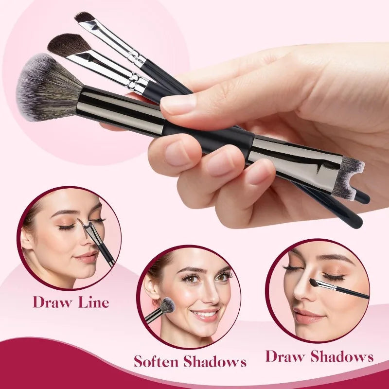 1/3Pcs 2-in-1 U-Shaped Nose Contour Brush Dual Ended for Professional Highlighting and Shadowing Face Makeup Tools Set Oasis Select