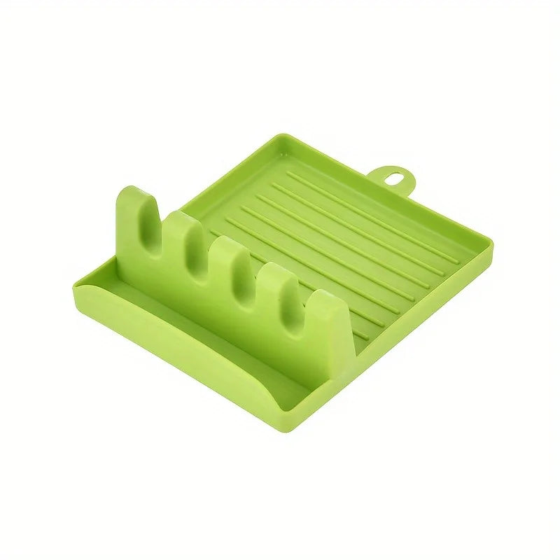 Silicone Utensil Holder, Cutlery Holder, Spoon Storage Rack, Suitable for Spatula, Long-handled Spoon, Fork, Put Pot Lid Oasis Select green