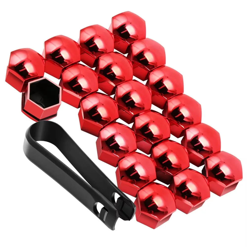 20/40/60Pcs 17mm Car Wheel Nut Caps Auto Hub Screw Cover Bolt Rims Exterior Decoration Special Socket Protection Dust Proof Oasis Select Plated Red-20pcs 17mm