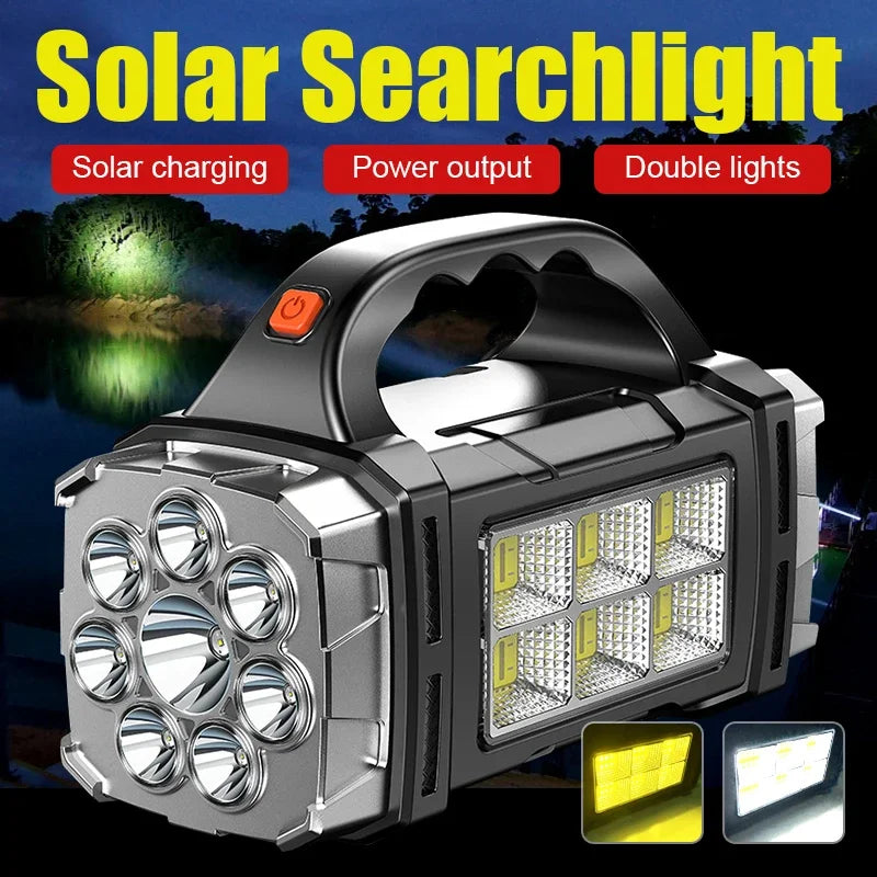 Rechargeable Portable Hand Lamp 8/4 LED Powerful Flashlight Outdoor Camping Solar Charging Light USB Torch With COB Work Lantern Oasis Select