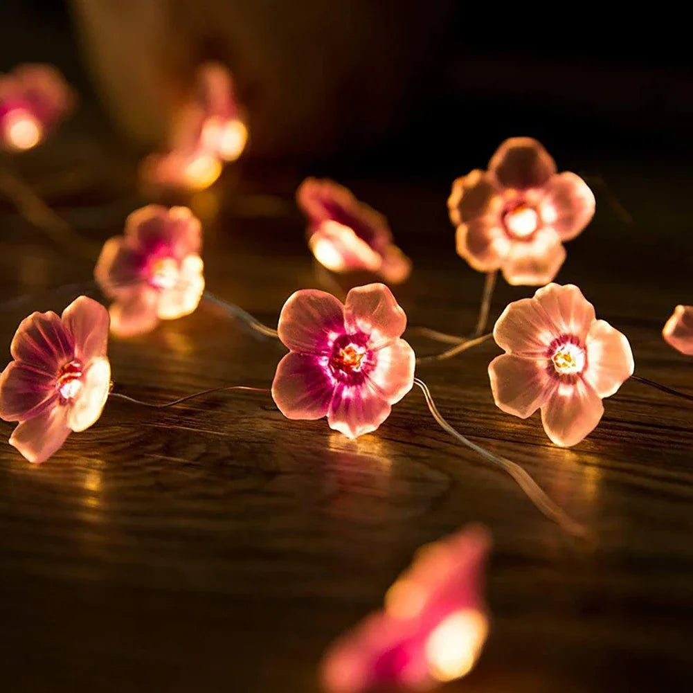 Pink Cherry Blossom LED String Lights | Sakura Fairy Garland