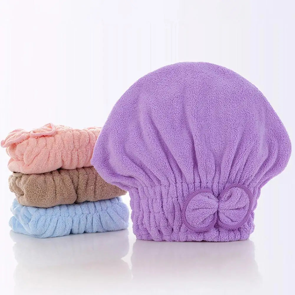 Coral Fleece Hair Drying Cap Quick Drying Towel Quick Stem Bowknot Microfiber Hair Dry Wrap Ultra Absorbent Hair Turban Bath Cap Oasis Select