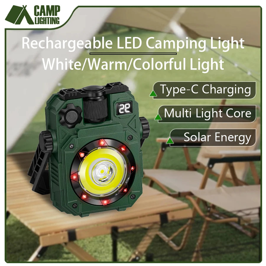 3600MaH Rechargeable Work Light Super Bright COB Flashlight with Magnetic Portable Outdoor Camping Lamp Stepless Dimming Torch Oasis Select