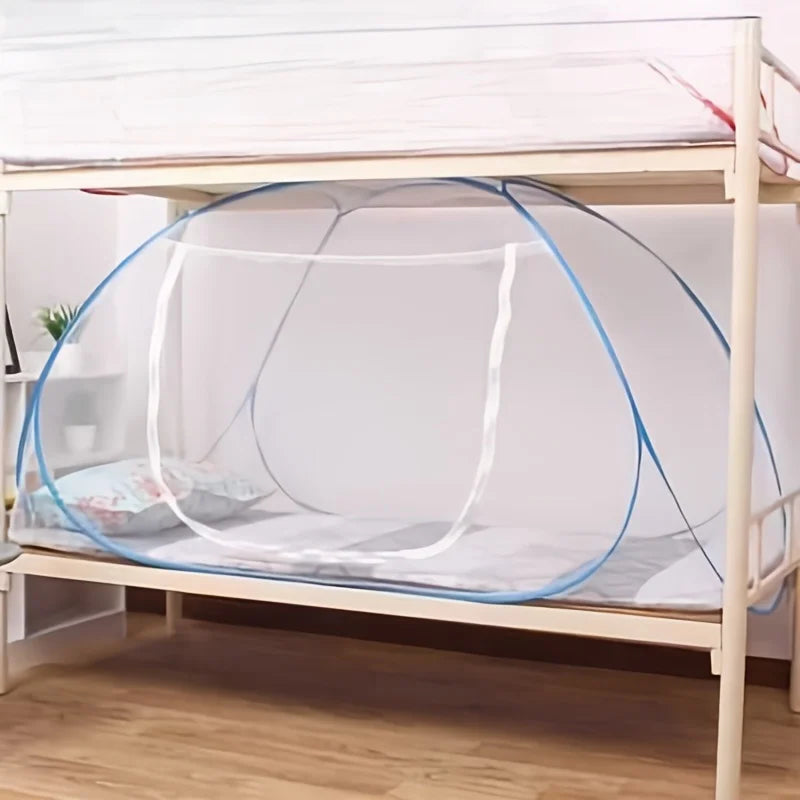 Pop-Up Mongolian Tent Mosquito Net with Full Edge Coverage, Sturdy Iron Frame & Linen/Polyester Blend Mosquito Net Oasis Select