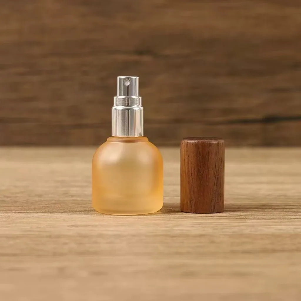 10ml Refillable Perfume Bottle Frosted Glass Spray Bottle Portable Empty Perfume Bottles With Wooden Cap for Travel Storage Oasis Select Orange-2