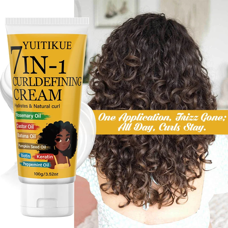 7-in-1 Curl Defining Cream – Batana Oil & Keratin Anti-Frizz