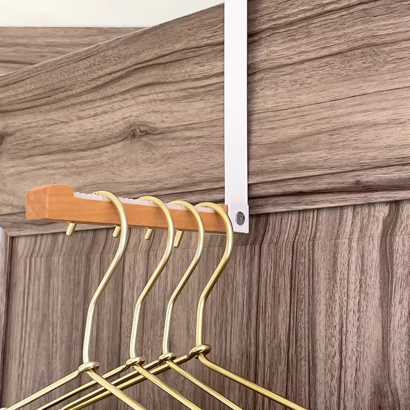 Wall-mounted Door Rear Hanger Metal No Punching Wood Metal Folding Hook Clothes Scarves Hanger Coat Hat Storage Hanging Hook Oasis Select